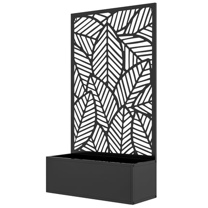Paaugstinātas dobes puķu pods, pie sienas stiprināms puķu pods, metāla puķu kaste, dārza režģis 61 x 23 x 113 cm dārzam, balkonam, terasei, puķu pods vīteņaugiem, ziediem