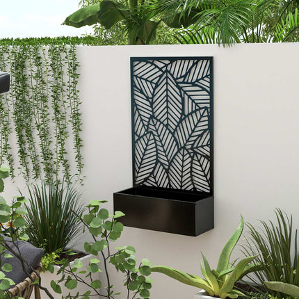 Paaugstinātas dobes puķu pods, pie sienas stiprināms puķu pods, metāla puķu kaste, dārza režģis 61 x 23 x 113 cm dārzam, balkonam, terasei, puķu pods vīteņaugiem, ziediem