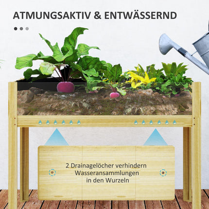 Paaugstināta dobe ar akrila paneļiem, paaugstināta garšaugu dobe ar drenāžas caurumiem, koka augu kaste, laikapstākļiem izturīga dārzeņu dobe, dārza dobe, augu dobe dārzam, balkonam, 110 x 50 x 80 cm dabīgs koks