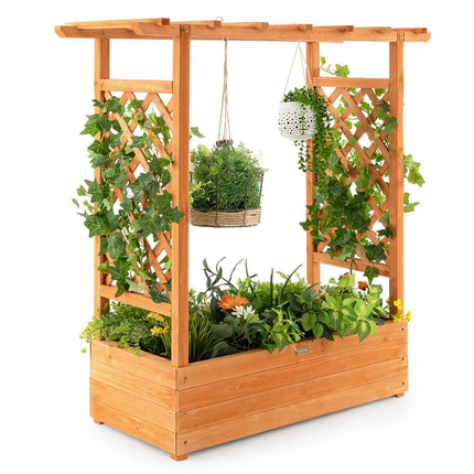 Paaugstināta dobe ar arkveida režģi un piekaramo jumtu 110 x 44 x 113,5 cm oranža
