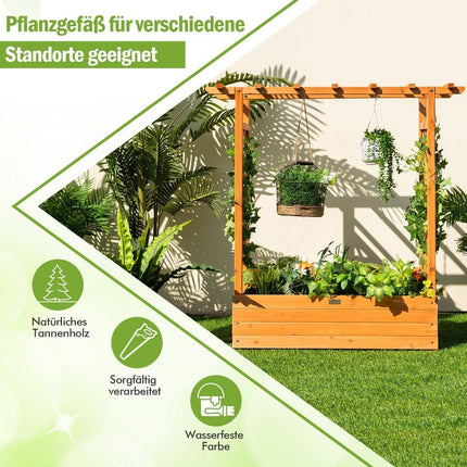 Paaugstināta dobe ar arkveida režģi un piekaramo jumtu 110 x 44 x 113,5 cm oranža