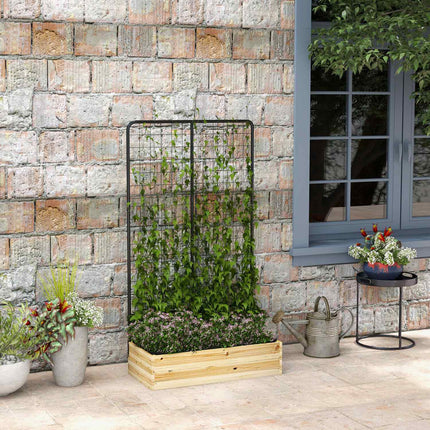 Raised wooden bed with trellis - 80x38x145 cm Planter box