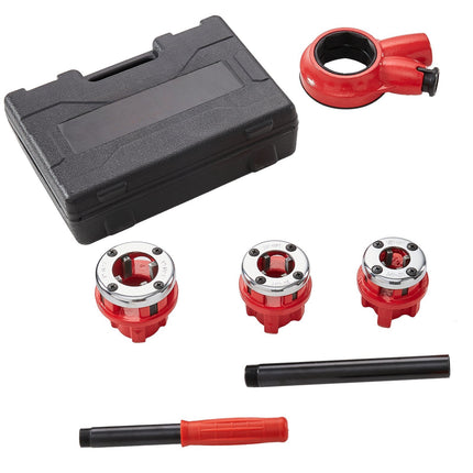 Ratchet Pipe Threader Kit, 3 NPT Dies 1/2–1 In, Case