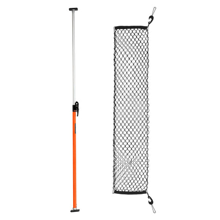 Ratcheting Cargo Bar 40–73 In, Steel, Storage Net