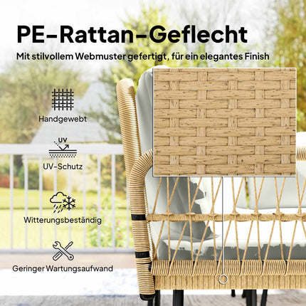 Rotangpalmas dārza mēbeļu komplekts ar dīvānu un galdu