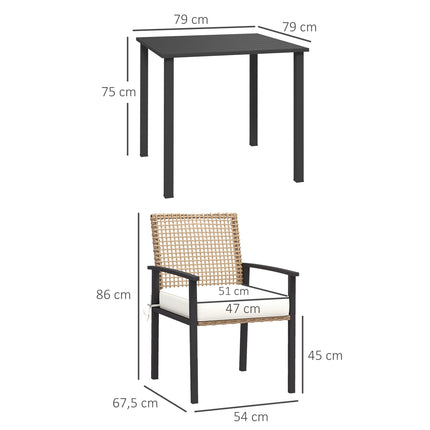 Garden furniture in rattan, 5 parts, with cushions