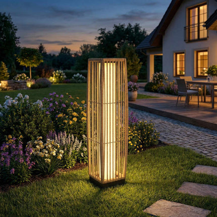 Rotangpalmas saules lampa, āra, IP44, automātiska ieslēgšanās/izslēgšanās, 68 cm