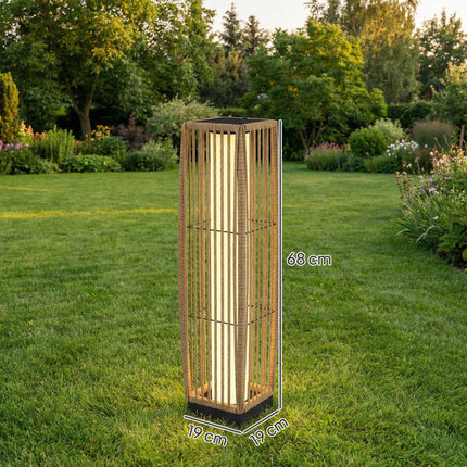 Rotangpalmas saules lampa, āra, IP44, automātiska ieslēgšanās/izslēgšanās, 68 cm