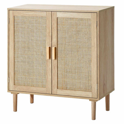 Rattan Storage Cabinet – 2 Magnetic Doors, Adjustable Shelves