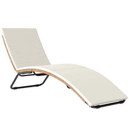 Rotangpalmas sauļošanās krēsls ar spilvenu, ergonomisks S veida izliekums, 195 cm