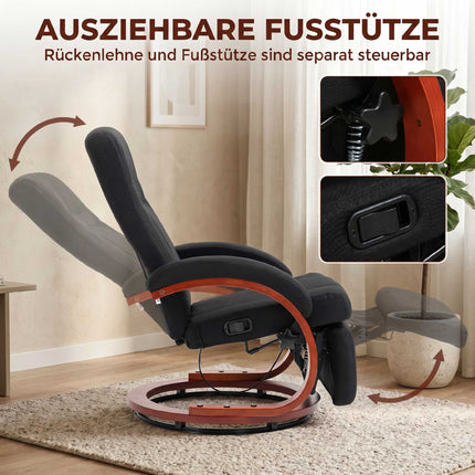 Atgāžams krēsls ar kāju balstu, 135 grādu atgāzums, 360 grādu grozāmība