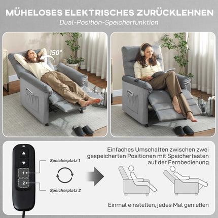 Atpūtas krēsls ar masāžu, apsildi, USB portu, pelēks samts