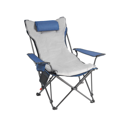 Reclining Camping Chair, 4-Position Folding, Footrest, Cushion