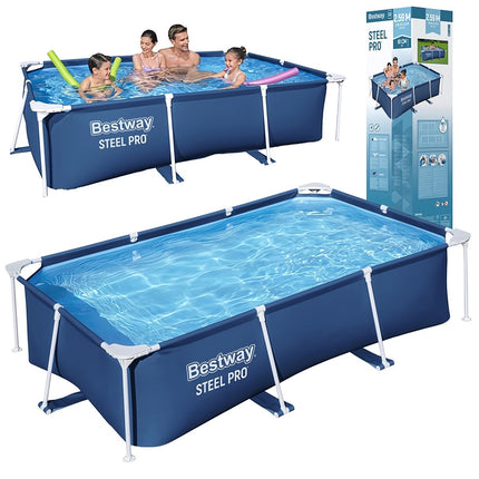 Rectangular Garden Frame Pool 259 x 170 x 61 cm, 3-Layer PVC, Tool-Free Assembly