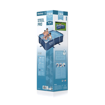 Rectangular Garden Frame Pool 259 x 170 x 61 cm, 3-Layer PVC, Tool-Free Assembly
