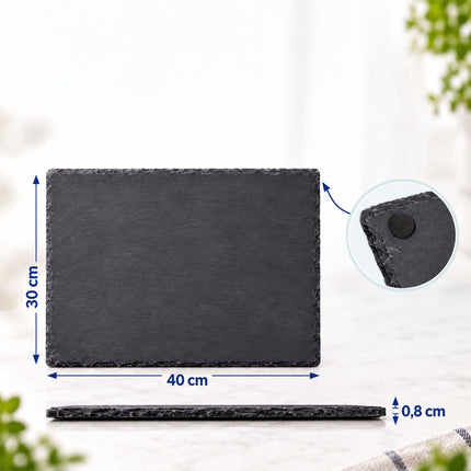 Rectangular Slate Serving Plates, Set of 6 with Felt, Anthracite