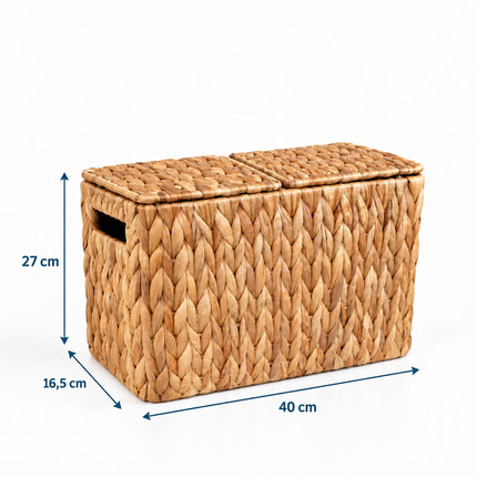 Rectangular Toilet Roll Holder for 6 Rolls, Water Hyacinth, Natural