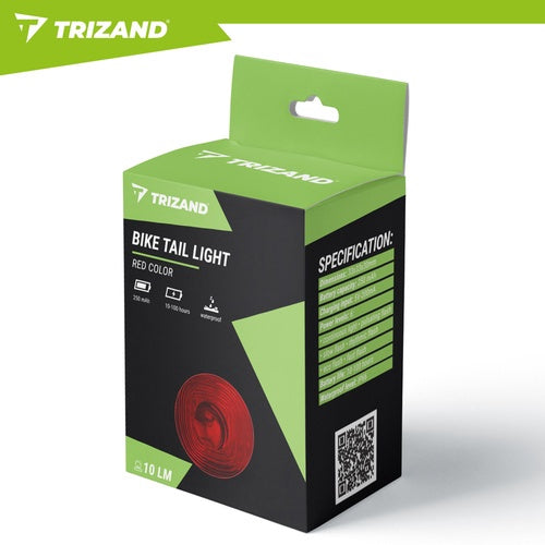 Sarkans LED aizmugurējais velosipēda lukturis, USB-C, 6 režīmi, IP66 ūdensizturīgs