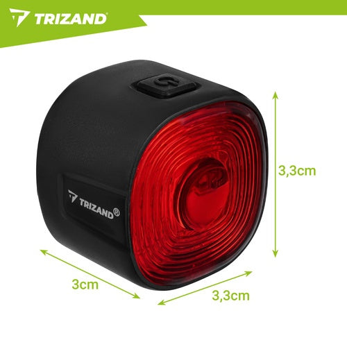 Sarkans LED aizmugurējais velosipēda lukturis, USB-C, 6 režīmi, IP66 ūdensizturīgs