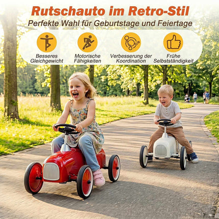 Sarkana mazuļu braucamā automašīna ar tērauda rāmi un neslīdošiem riteņiem