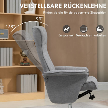 Velvet Gray Reclining TV chair, Swivel, Supports 150 kg