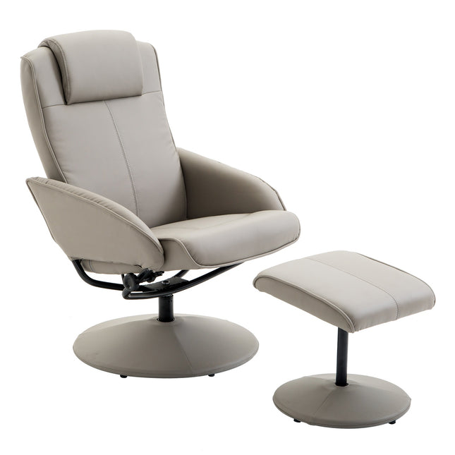 Relaksācijas krēsls, TV krēsls, atzveltnes krēsls, 360° grozāms, ar kāju balstu, pelēks, garums 78 × platums 71 × augstums 101 cm