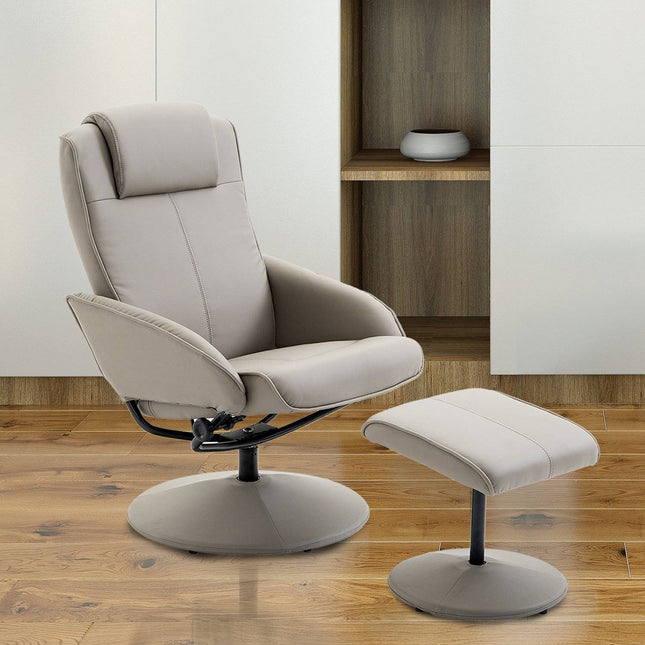 Relaksācijas krēsls, TV krēsls, atzveltnes krēsls, 360° grozāms, ar kāju balstu, pelēks, garums 78 × platums 71 × augstums 101 cm
