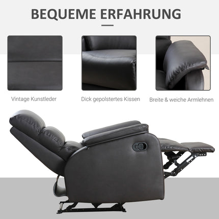Relaksācijas krēsls, TV krēsls, dīvāna krēsls, atzveltnes krēsls, leņķa rakstāmgalds ar centrālā procesora statīvu, regulējams, ergonomisks, mākslīgā āda, brūns, 75 x 92 x 99 cm