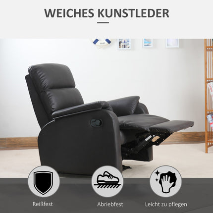Relaksācijas krēsls, TV krēsls, dīvāna krēsls, atzveltnes krēsls, leņķa rakstāmgalds ar centrālā procesora statīvu, regulējams, ergonomisks, mākslīgā āda, brūns, 75 x 92 x 99 cm