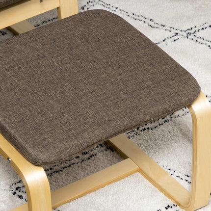 Atpūtas krēsls ar kāju balstu, atzveltnes krēsls ar ķeblīti, ēdamistabas krēsls ar lina pārvalku viesistabai, brūns 67 x 72 x 100 cm