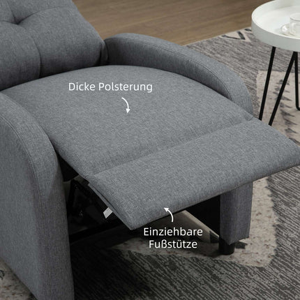 Recliner with Pocket Springs, 150kg, Gray Linen