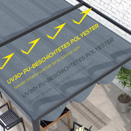 Pergolas jumta nomaiņa, aptuveni 3 x 2,5 m, pergolas ēnojums, pergolas jumts ar UV aizsardzību, 3 x 2,15 m, tumši pelēks