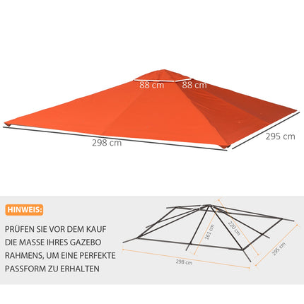 Nojumes jumta nomaiņa, saules aizsardzības nojumes pārsegs, izgatavots no poliestera, oranžs, 2,98 x 2,95 m