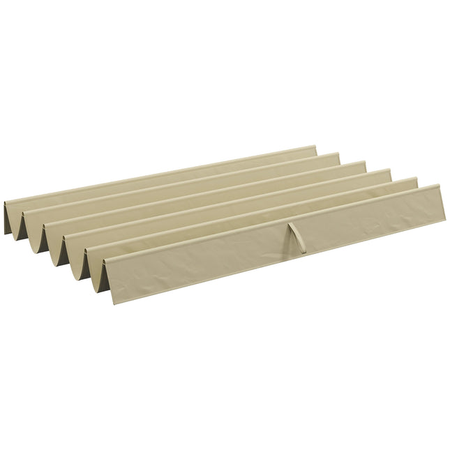 3x3m pergolas jumta nomaiņas materiāls, ūdensizturīgs, izvelkams, viļņains nojume ar lietus drenāžas caurumiem, ziemai izturīgs ēnas pārsegs dārzam, terasei, bēšs