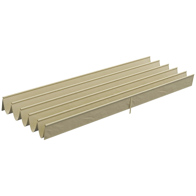 4x3m pergolas jumta nomaiņas materiāls, ūdensizturīgs, izvelkams, viļņains nojume ar lietus drenāžas caurumiem, ziemai izturīgs ēnas pārsegs dārzam, terasei, bēšs