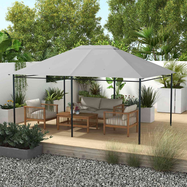 Rezerves jumts dārza paviljonam 4 x 3 m, ūdeni atgrūdošs paviljona jumts ar UV aizsardzību 30+, rezerves pārsegs dārza paviljonam, rezerves daļas izgatavotas no poliestera auduma, 180 g/m², gaiši pelēks