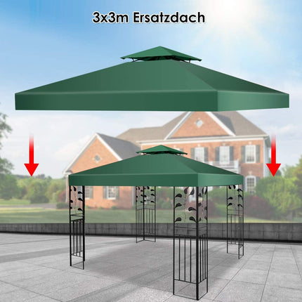 Rezerves augšējais pārsegs 300 x 300 cm terases nojume divstāvu dārza lapenei, tumši zaļa