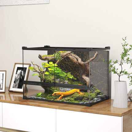 Rāpuļu stikla terārijs 48 l, priekšējā ventilācija, 50 x 30 x 35 cm