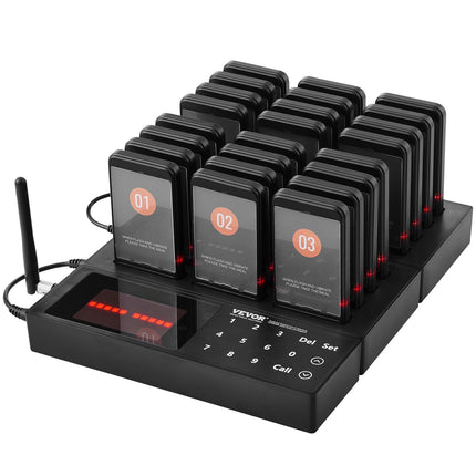 Restaurant Pager System, Wireless 400m, 24 Vibration Pagers