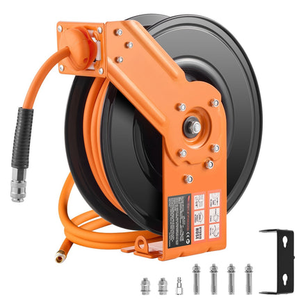 Retractable Air Hose Reel, 3/8 in x 50 ft, 300 PSI