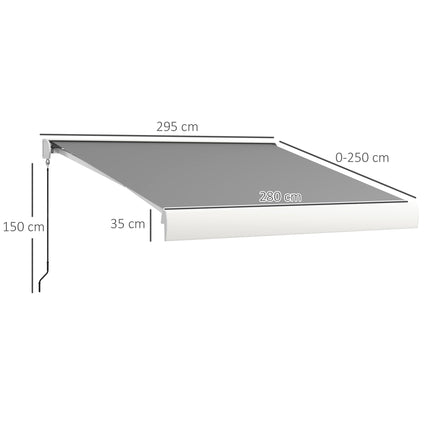 Izvelkama markīze, 295x250 cm, ar tālvadības pulti, gaiši pelēka