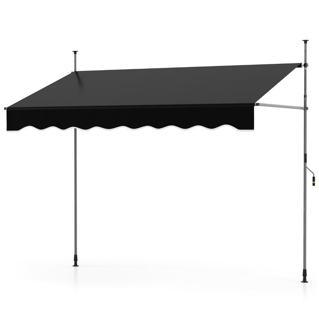 Izvelkama markīze, bez urbšanas, regulējams augstums, 250 cm, melna