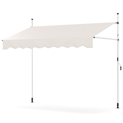 Izvelkama markīze, bez urbšanas, regulējams augstums, 250 cm, balta