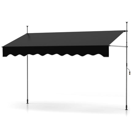 Izvelkama markīze, bez urbšanas, regulējams augstums, 300 cm, melna