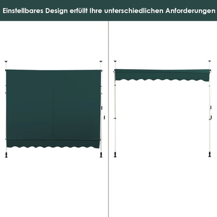 Izvelkama balkona markīze, 250 cm, UV izturīga, zaļa