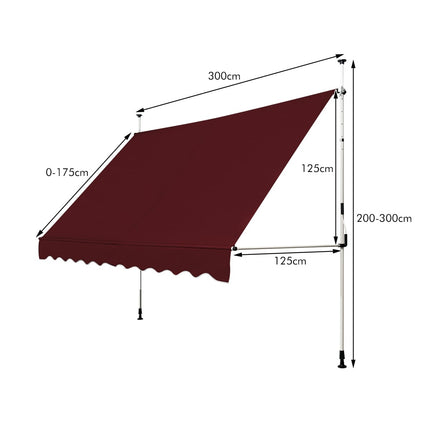Izvelkama balkona markīze, 300 cm, UV izturīga, regulējama