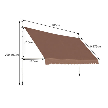 Izvelkama balkona markīze, 400 cm, UV izturīga, regulējama