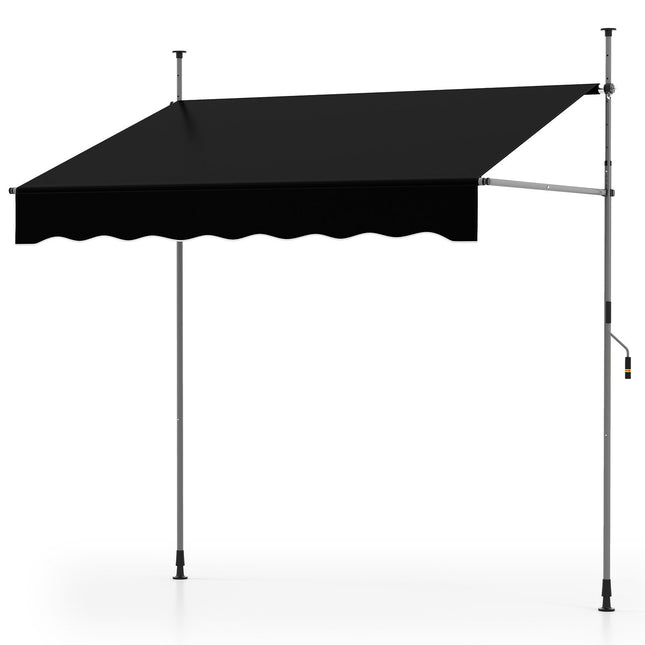 Izvelkama balkona markīze, bez urbšanas, UV izturīga, 200 cm, melna