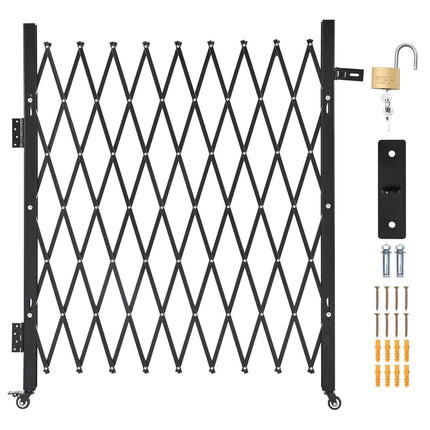 Retractable Folding Security Gate, Lockable Steel 190x131 cm