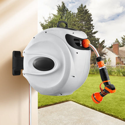Retractable Garden Hose Reel, 1/2 in x 98 ft, Wall Mount